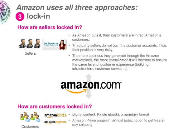 두 번째 비결은 "고른(seamless) 통합". A. 아마존이 어떻게 판매자들을 통합하는가? 1) 판매자 점수 모니터, 2) 저품질의 제품을 파는 판매자 차단. B. 어떻게 사용자 경험이 통합되어있는가? 1) 소비자 입장에서는, 개별 판매자들은 거의 보이지 않는다. 2) 대부분의 제품에 대해 아마존 프라임 멤버들은 이득을 얻을 수 있다 (무료 배송).