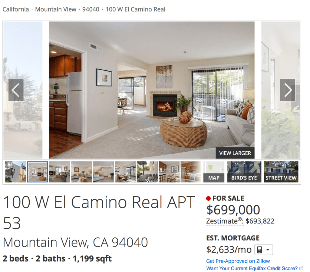 마운틴뷰의 한 콘도 가ㅁ