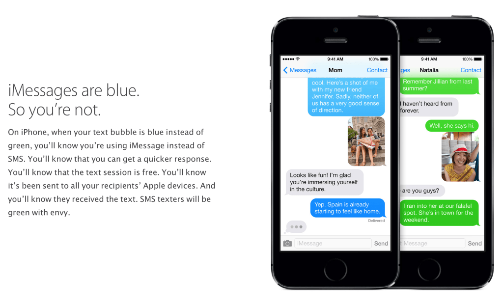 애플의 iMessage 설명 페이지
