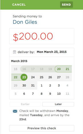 Simple을 통해 수표를 보내는 방법