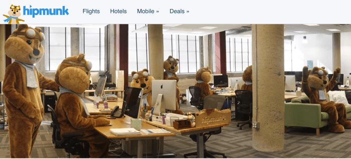 Hipmunk.com의 회사 소개 페이지