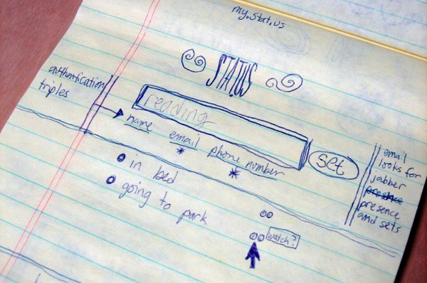 종이에 그린 트위터 프로토타입